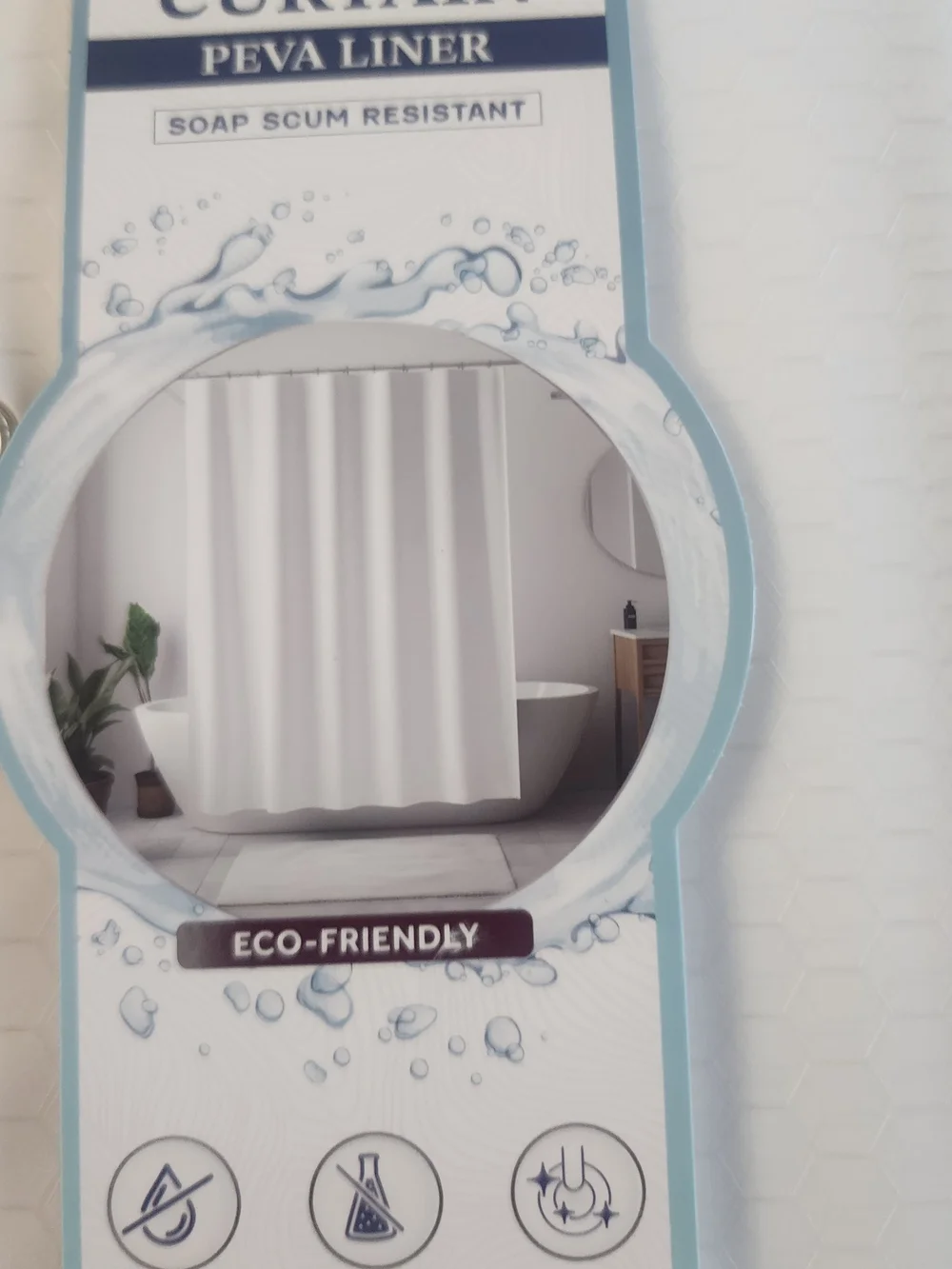 White PEVA Shower Curtain Liner